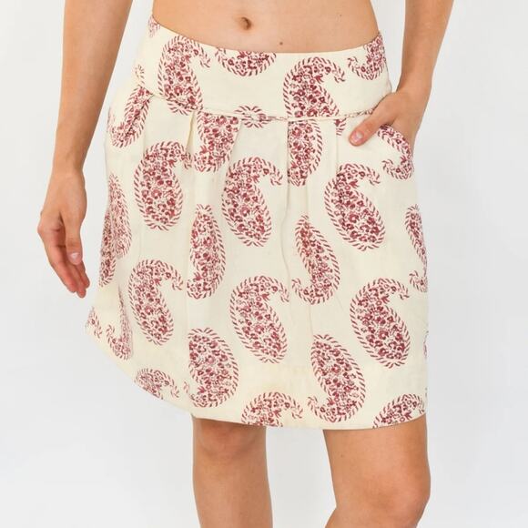 LOFT linen blend paisley skirt size 0 - Picture 1 of 5